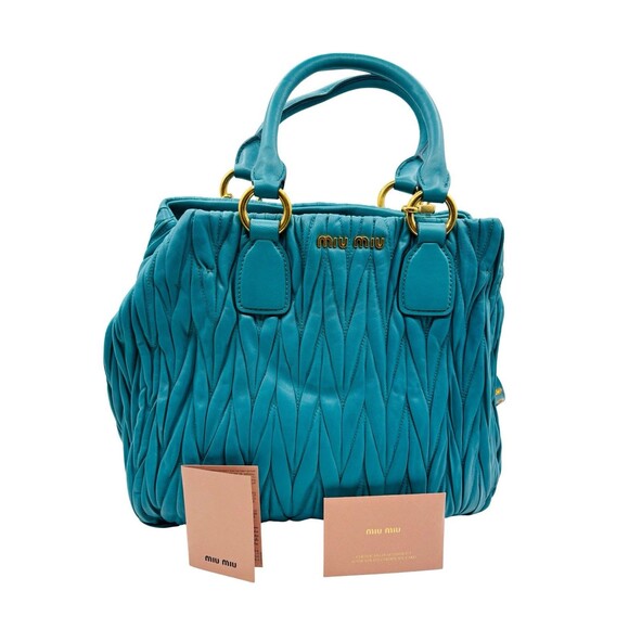 Miu Miu Matelasse 2way Handbag Turquoise Turchese Shoulder Bag Crossbody - Picture 1 of 11